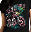 2025 Sturgis Women's Motorcycle Rally Pink Lady Black Ladies T-Shirt