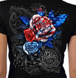 2025 Sturgis Women's Motorcycle Rally Patriotic Roses Black Ladies T-Shirt