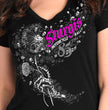 2025 Sturgis Women's Motorcycle Rally Dandelion Black Ladies T-Shirt