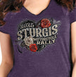 2025 Sturgis Women's Motorcycle Rally Leather Wings Purple Ladies T-Shirt