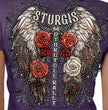 2025 Sturgis Women's Motorcycle Rally Leather Wings Purple Ladies T-Shirt