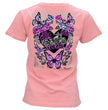 2026 Ladies Sturgis Motorcycle Rally Butterflies and Roses Pink Short Sleeve V-Neck T-Shirt - SPL1935