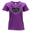 2026 Ladies Sturgis Motorcycle Rally Butterflies and Roses Purple Short Sleeve V-Neck T-Shirt - SPL1936