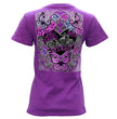 2026 Ladies Sturgis Motorcycle Rally Butterflies and Roses Purple Short Sleeve V-Neck T-Shirt - SPL1936