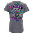 2026 Ladies Sturgis Motorcycle Rally Cross de Lis Gray Short Sleeve V-Neck T-Shirt - SPL1940