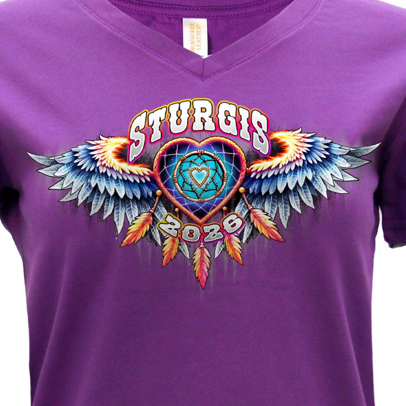 2026 Ladies Sturgis Motorcycle Rally Attractions PURPLE Short Sleeve V-Neck T-Shirt - SPL1942