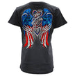 2026 Ladies Sturgis Motorcycle Rally Flag Heart Wings Black Short Sleeve V-Neck T-Shirt - SPL1943