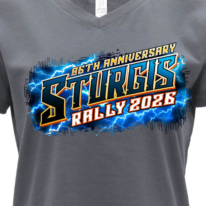 2026 Ladies Sturgis Motorcycle Rally Rushmore Navy Short Sleeve V-Neck T-Shirt - SPL1948