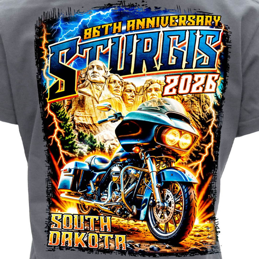 2026 Ladies Sturgis Motorcycle Rally Rushmore Navy Short Sleeve V-Neck T-Shirt - SPL1948