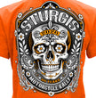 2026 Ladies Sturgis Motorcycle Rally Sugar Skull Orange Short Sleeve V-Neck T-Shirt - SPL1950