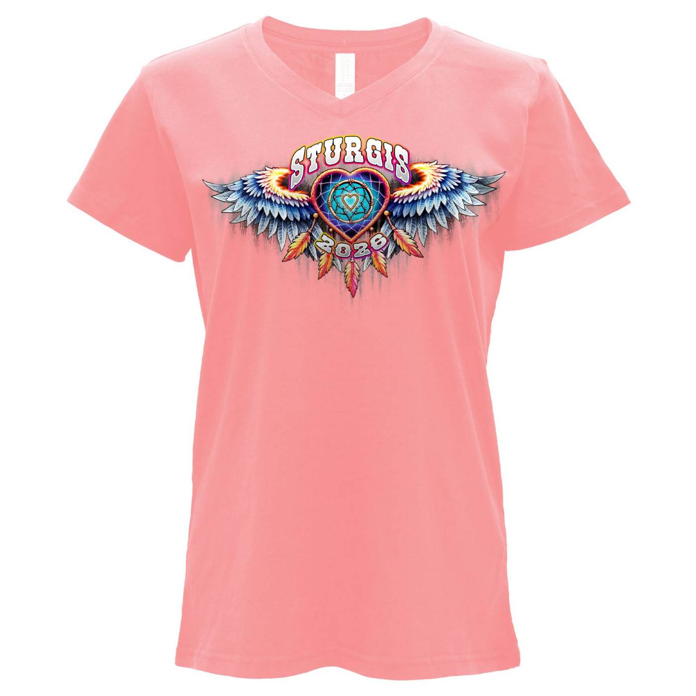 2026 Ladies Sturgis Motorcycle Rally Dream Catcher Pink Short Sleeve T-Shirt - SPL1952
