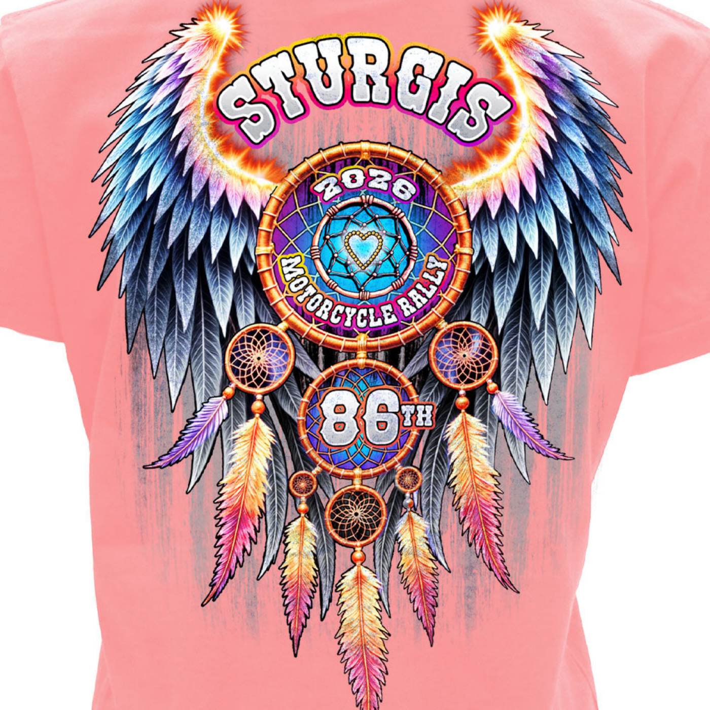2026 Ladies Sturgis Motorcycle Rally Dream Catcher Pink Short Sleeve T-Shirt - SPL1952