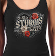 2025 Sturgis Women's Motorcycle Rally Leather Wings Ladies Black Tank Top