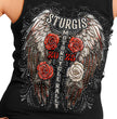 2025 Sturgis Women's Motorcycle Rally Leather Wings Ladies Black Tank Top