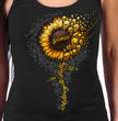 2025 Sturgis Women's Motorcycle Rally Sunflower Skulls Black Ladies Tank Top
