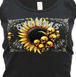 2026 Ladies Sturgis Motorcycle Rally Cosmic Sunflower Black Tank Top - SPL2900