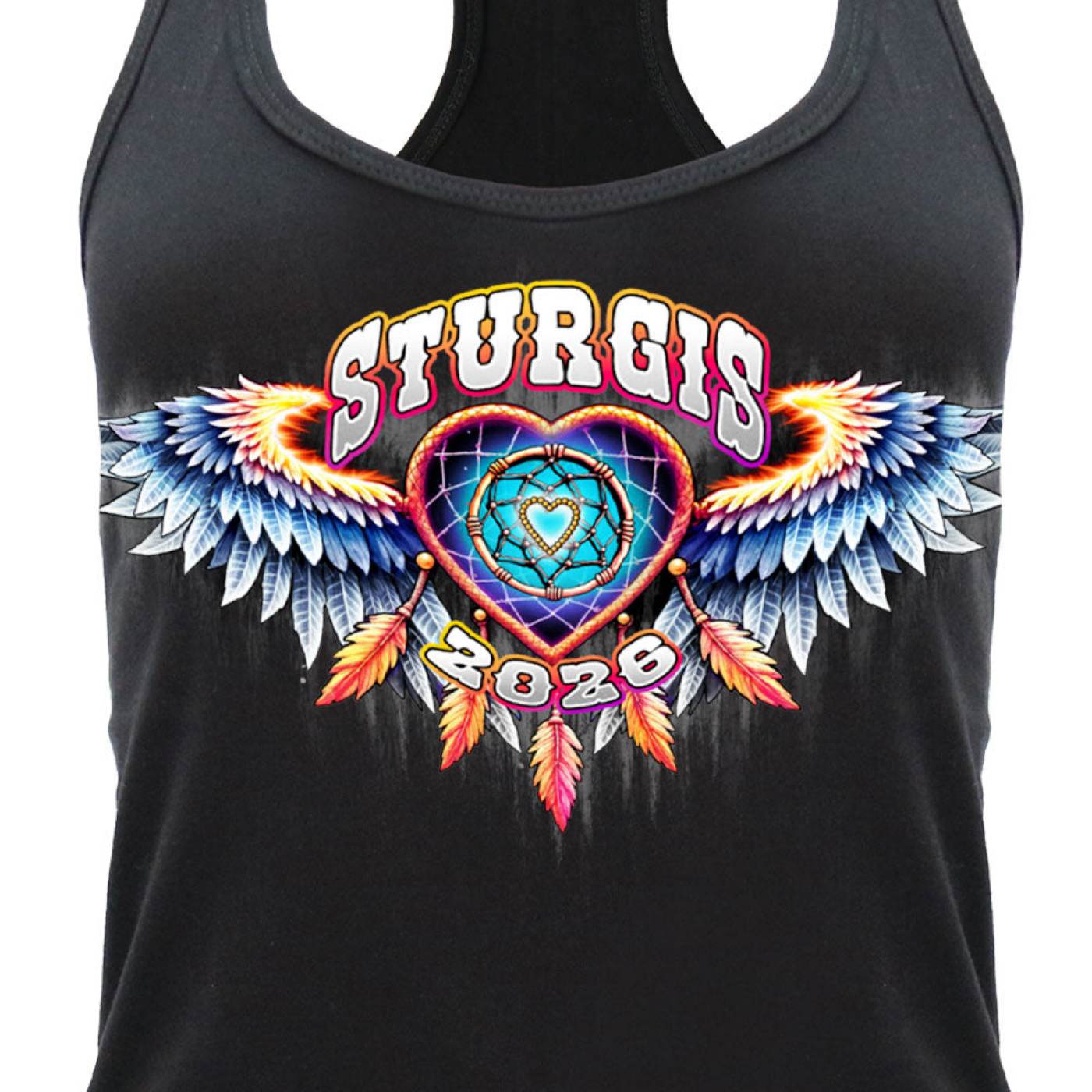 2026 Ladies Sturgis Motorcycle Rally Dream Catcher Black Racer Back Tank Top - SPL2901