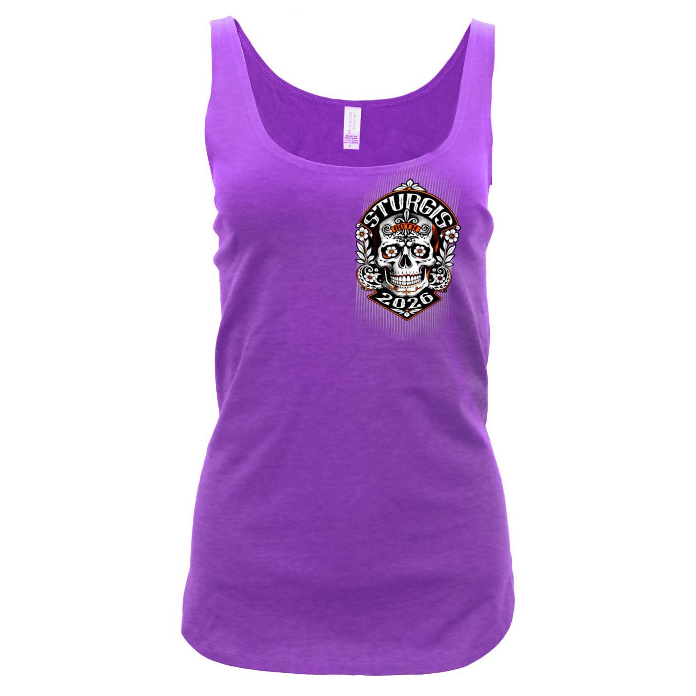 2026 Ladies Sturgis Motorcycle Rally Sugar Skull ORANGE Tank Top - SPL2905