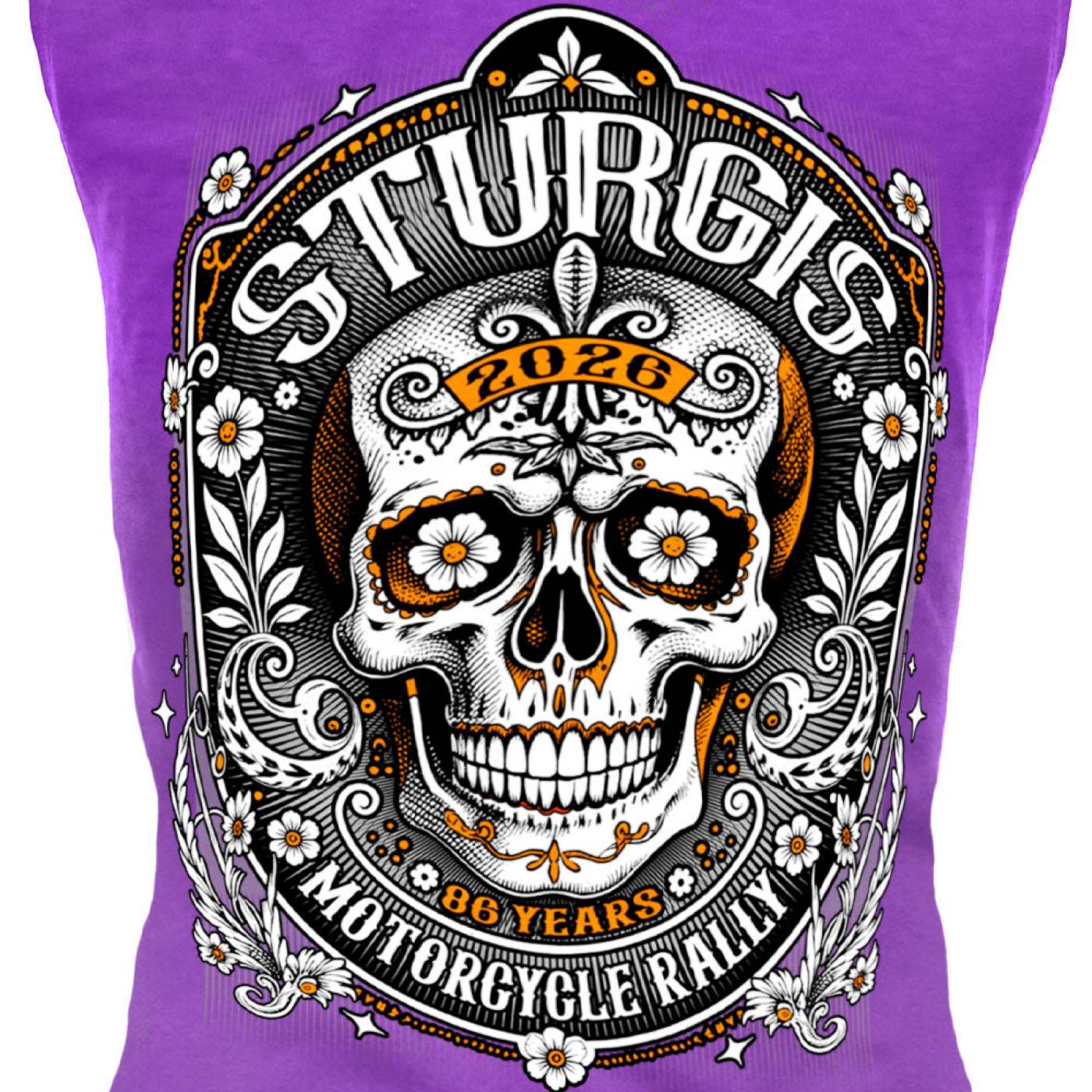 2026 Ladies Sturgis Motorcycle Rally Sugar Skull ORANGE Tank Top - SPL2905
