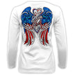2026 Ladies Sturgis Motorcycle Rally Flag Heart Angel White Long Sleeve Shirt - SPL3900