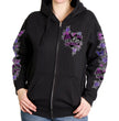 2026 Ladies Sturgis Motorcycle Rally Butterflies and Roses Black Zip-Up Hoodie - SPL4891