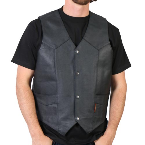 Hot Leathers VSM1032 Men's Black 'Classic' Leather Vest