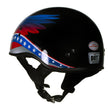 Hot Leathers HLT68 Eagle Wings Black Advanced DOT Approved Motorcycle Skull Cap Half Helmet