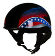 Hot Leathers HLT68 Eagle Wings Black Advanced DOT Approved Motorcycle Skull Cap Half Helmet
