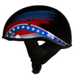 Hot Leathers HLT68 Eagle Wings Black Advanced DOT Approved Motorcycle Skull Cap Half Helmet