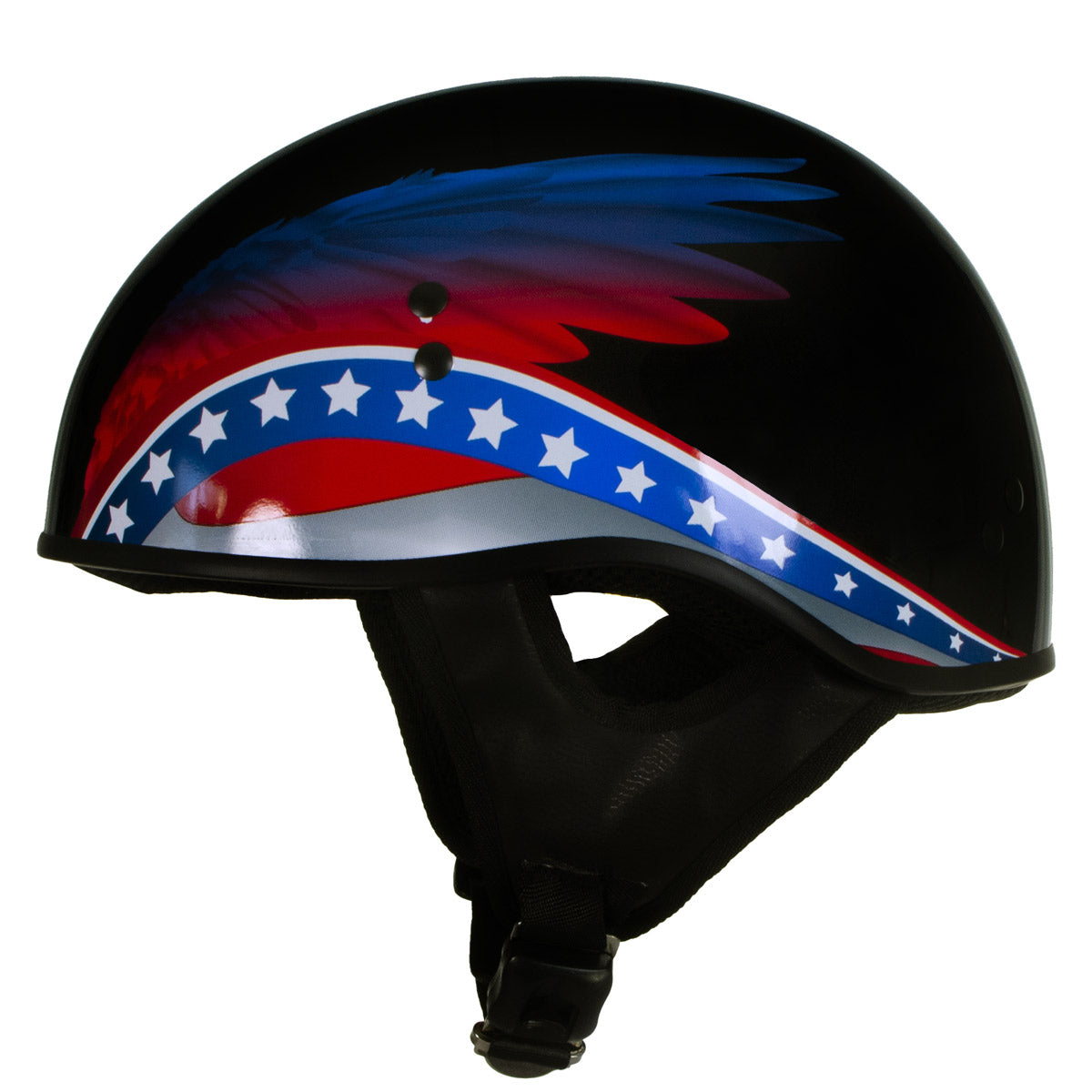 eagle full face motorcycle helmet Hot Leathers T68 'Eagle Wings' Black Advanced DOT Motorcycle Skull Cap Helmet