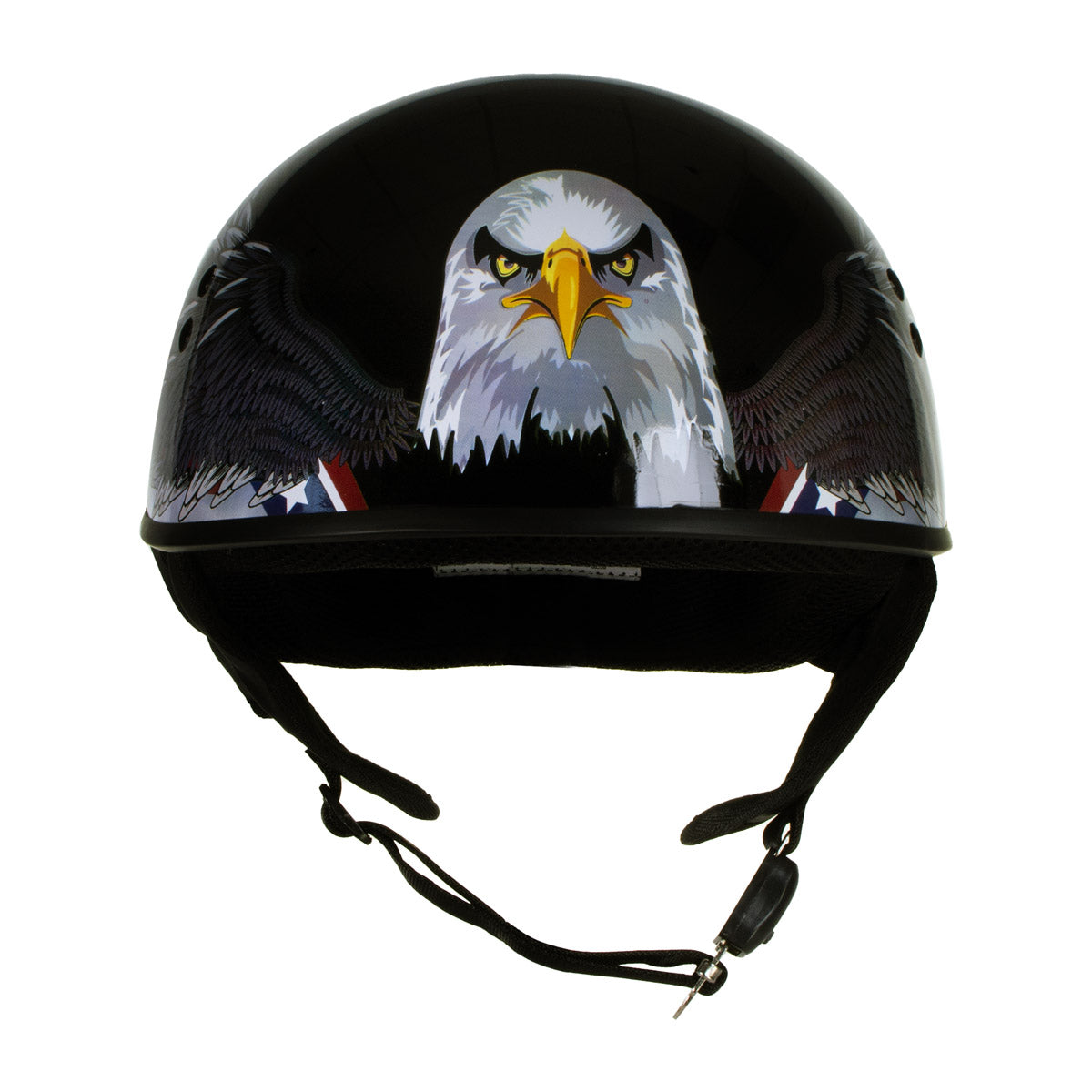 Hot Leathers HLT68 Eagle Black Advanced DOT Approved Motorcycle Skull Cap Half Helmet Biker Hot Leathers HLT68 Eagle Black Advanced DOT Approved Motorcycle Skull Cap Half Helmet Biker