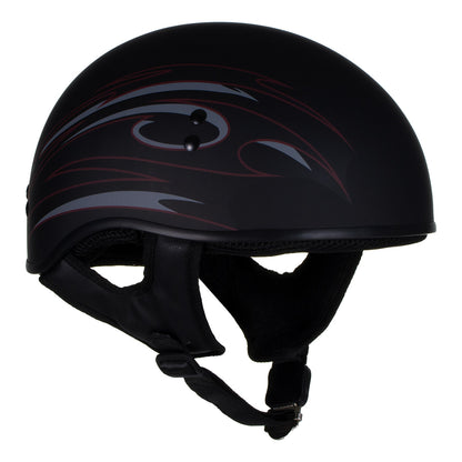 Hot Leathers Tribal Black Motorcycle Skull Cap Half Helmet for Men and Women DOT Approved HLT68