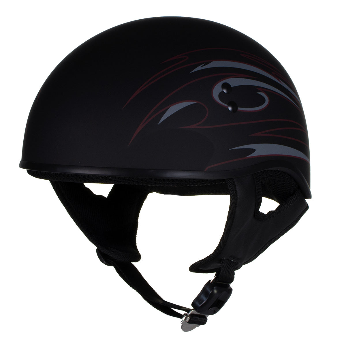 Hot Leathers Tribal Black Motorcycle Skull Cap Half Helmet for Men and Women DOT Approved HLT68