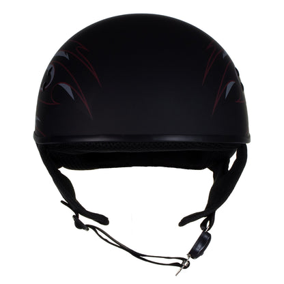 Hot Leathers Tribal Black Motorcycle Skull Cap Half Helmet for Men and Women DOT Approved HLT68