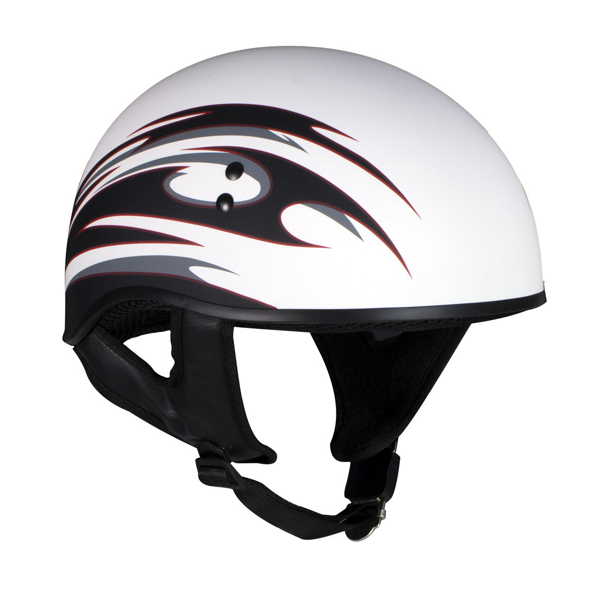 black and white motorcycle helmets Hot Leathers Tribal White Motorcycle Skull Cap Half Helmet DOT Approved HLT68