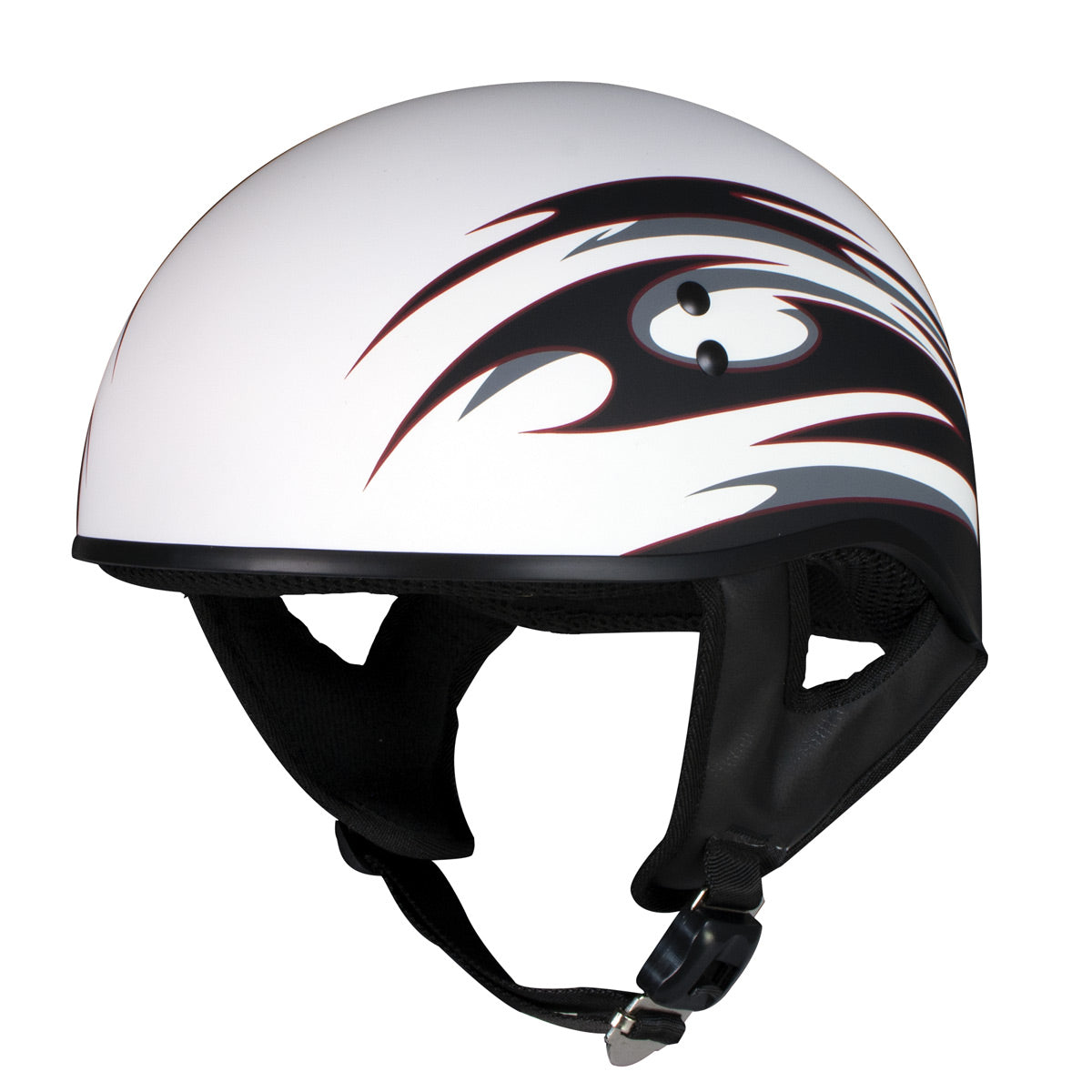 black and white motorcycle helmet Hot Leathers Tribal Skull Cap Half DOT Approved HLT68 BMX Helmets approved full Size:Micro 1/16oz A Rebel Raider's darting/gliding