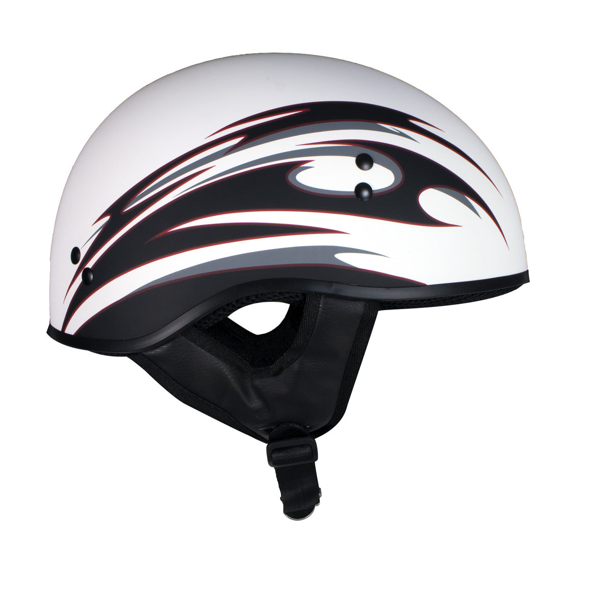 black and white helmet motorcycle Hot Leathers Tribal White Motorcycle Skull Cap Half Helmet DOT Approved HLT68