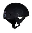 Hot Leathers HLT68 Type-1 Flat Black Flames Motorcycle DOT Approved Skull Cap Half Helmet