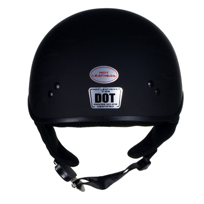 Hot Leathers HLT68 'Type-1' Flat Black Flames Motorcycle DOT Approved Skull Cap Half Helmet for Men and Women Biker