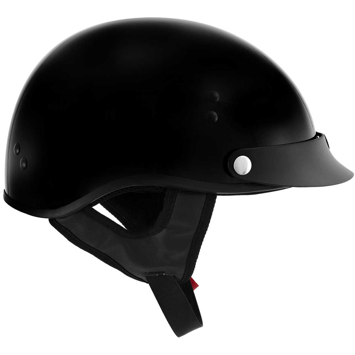 gm55 motorcycle helmet Hot Leathers HLT70 'Stealth' Glossy Black Motorcycle DOT Skull Cap Classic Half Helmet