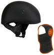 Hot Leathers HLT68-SP 'The O.G.' No Logo Flat Black DOT Unisex Half Helmet w/ MP7922FMSET Heated Balaclava Bundle