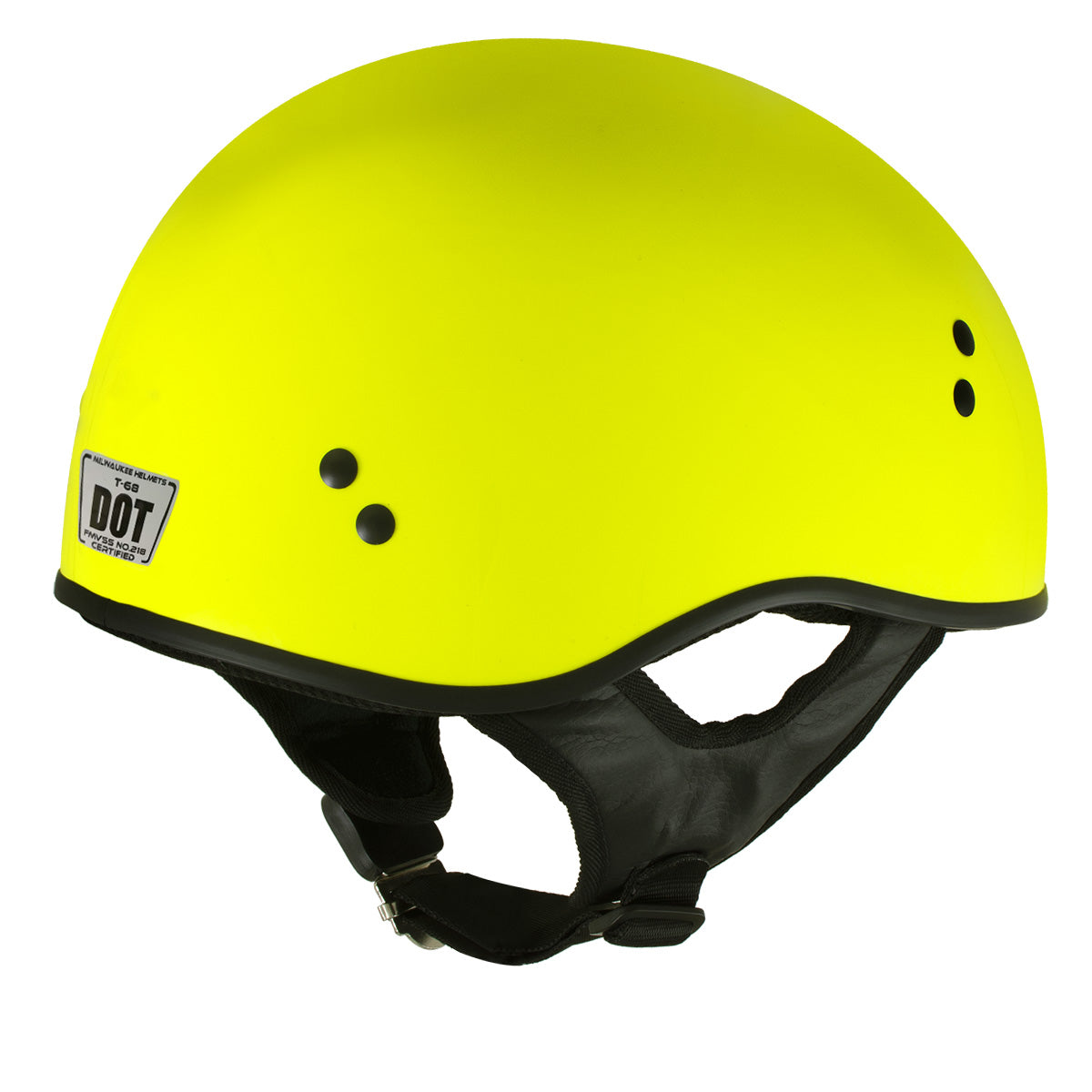 cool half shell motorcycle helmets Milwaukee Helmets T68 The O.G. Hi-Vis Neon Yellow Motorcycle DOT Approved Skull Cap Half Helmet Biker