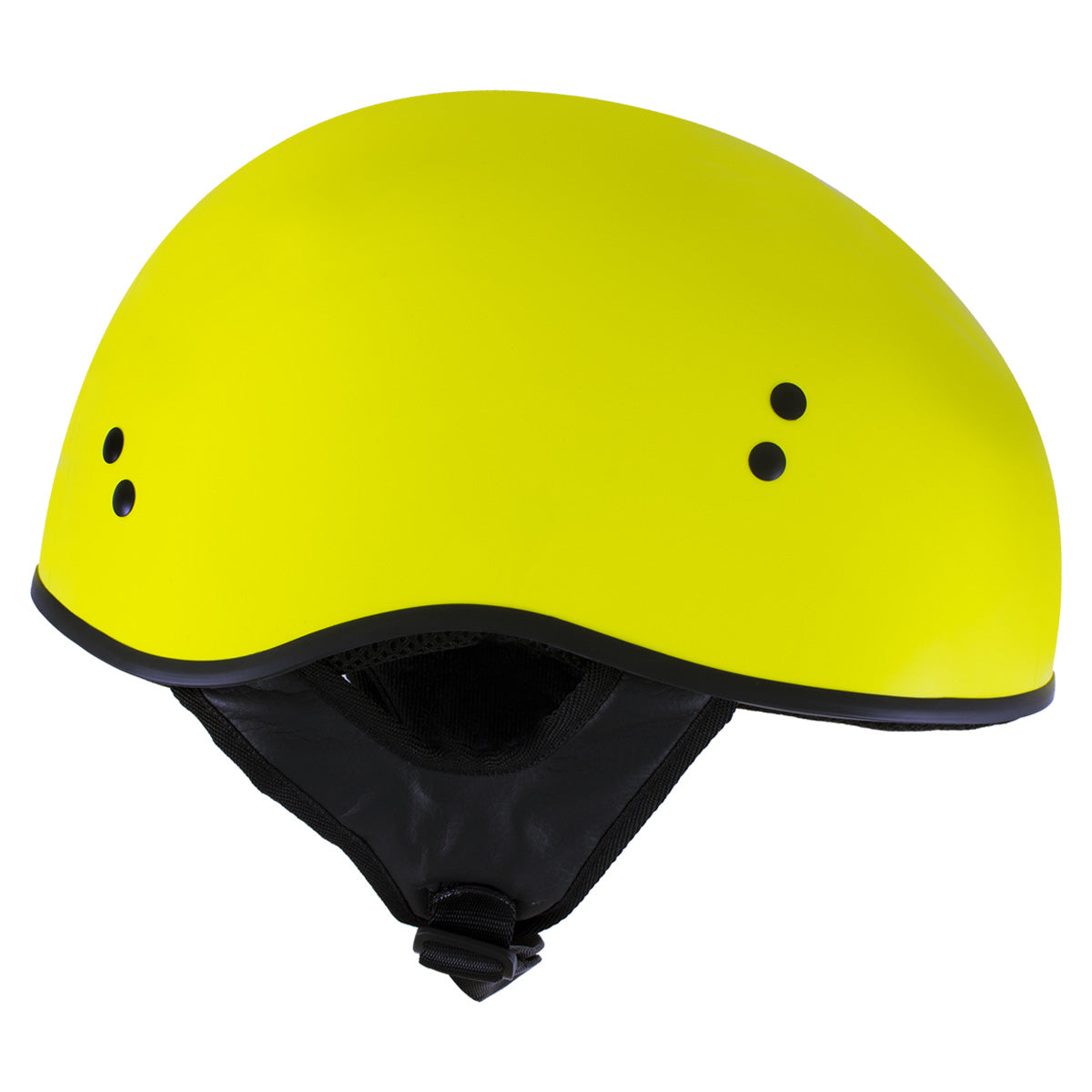 Milwaukee Helmets T68 'The O.G.' Hi-Vis Neon Yellow Motorcycle DOT Approved Skull Cap Half Helmet for Men and Women Biker