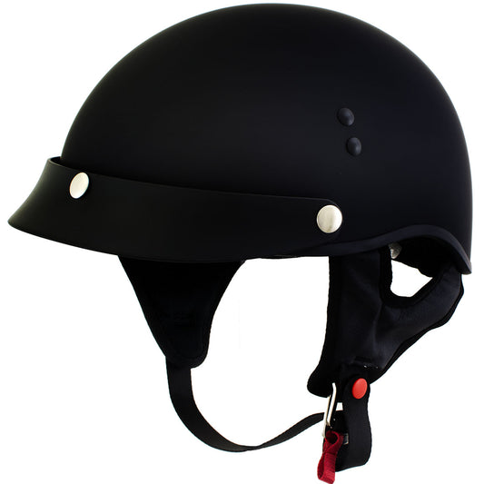 Hot Leathers HLT70 Stealth Flat Matte Black Motorcycle DOT Skull Cap Classic Half Helmet