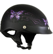 Hot Leathers HLT70 Purple Butterfly Flat Black Advanced DOT Motorcycle Half Face Biker Helmet