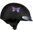 Hot Leathers HLT70 Purple Butterfly Flat Black Advanced DOT Motorcycle Half Face Biker Helmet