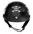 Milwaukee Helmets T70 Freedom Skulls Black Glossy Motorcycle DOT Approved Skull Cap Half Helmet Biker