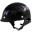 Hot Leathers HLT70 Purple Butterfly Glossy Black DOT Motorcycle Half Face Biker Helmet