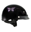 Hot Leathers HLT70 Purple Butterfly Glossy Black DOT Motorcycle Half Face Biker Helmet