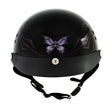 Hot Leathers HLT70 Purple Butterfly Glossy Black DOT Motorcycle Half Face Biker Helmet